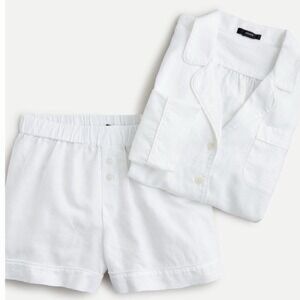 J. Crew white linen cotton classic pajama set L
